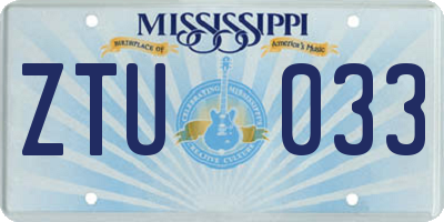 MS license plate ZTU033