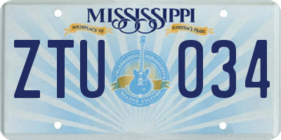 MS license plate ZTU034