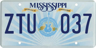 MS license plate ZTU037
