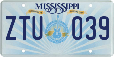 MS license plate ZTU039