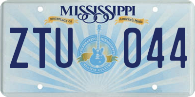 MS license plate ZTU044