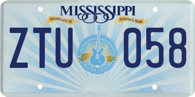 MS license plate ZTU058