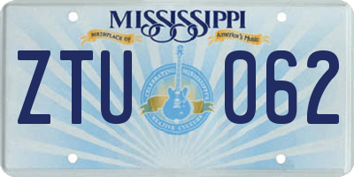 MS license plate ZTU062