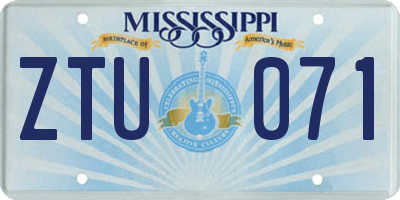 MS license plate ZTU071