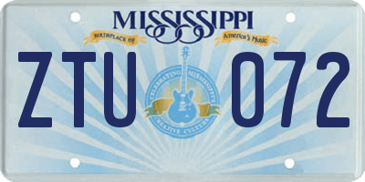 MS license plate ZTU072