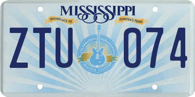 MS license plate ZTU074