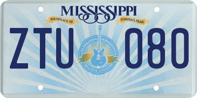 MS license plate ZTU080