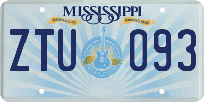 MS license plate ZTU093