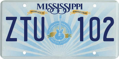 MS license plate ZTU102