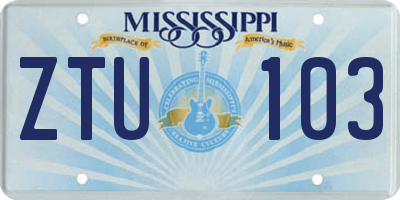 MS license plate ZTU103