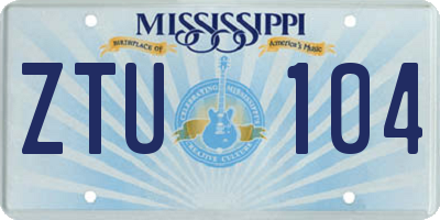 MS license plate ZTU104