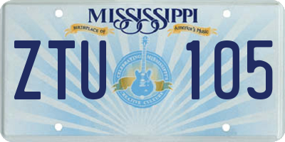 MS license plate ZTU105