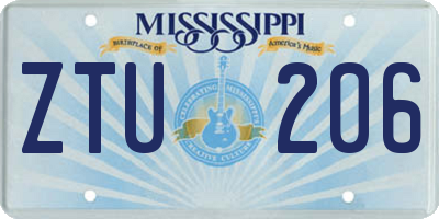 MS license plate ZTU206