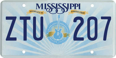 MS license plate ZTU207