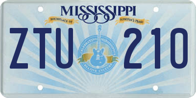 MS license plate ZTU210