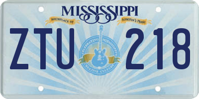 MS license plate ZTU218