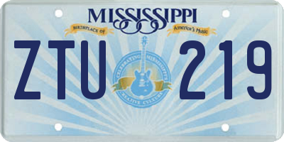 MS license plate ZTU219