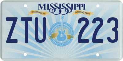 MS license plate ZTU223