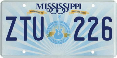 MS license plate ZTU226