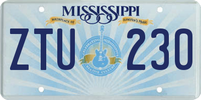 MS license plate ZTU230