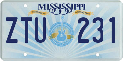 MS license plate ZTU231