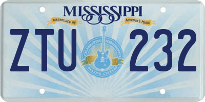 MS license plate ZTU232