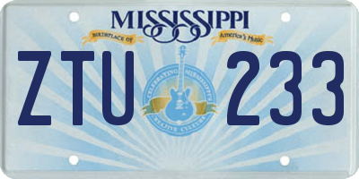 MS license plate ZTU233