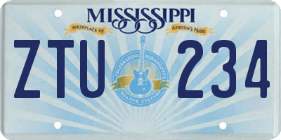 MS license plate ZTU234