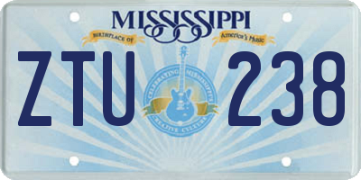 MS license plate ZTU238