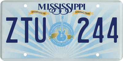 MS license plate ZTU244