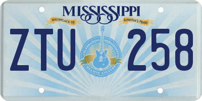 MS license plate ZTU258