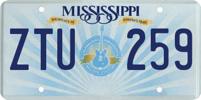 MS license plate ZTU259