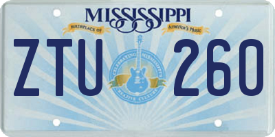 MS license plate ZTU260