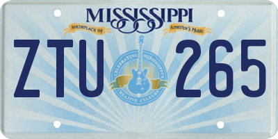 MS license plate ZTU265