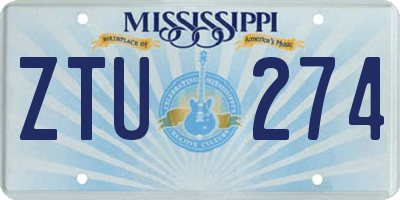 MS license plate ZTU274