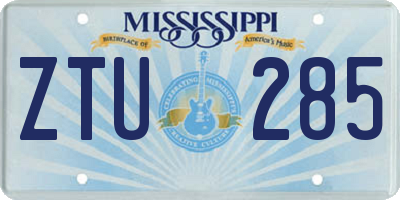 MS license plate ZTU285