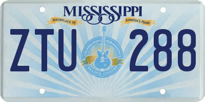 MS license plate ZTU288