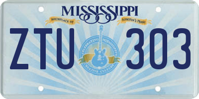 MS license plate ZTU303
