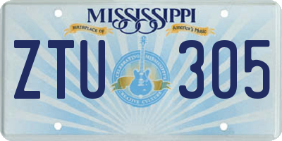 MS license plate ZTU305