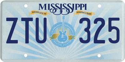 MS license plate ZTU325