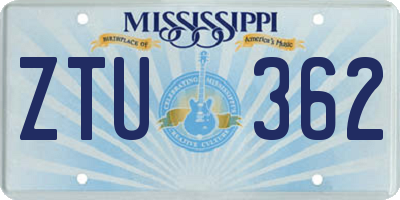MS license plate ZTU362