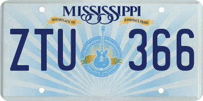 MS license plate ZTU366