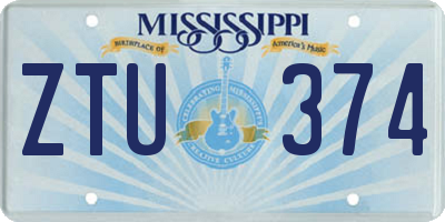 MS license plate ZTU374