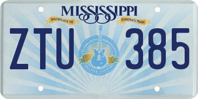 MS license plate ZTU385