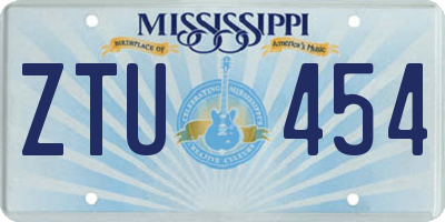 MS license plate ZTU454