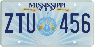MS license plate ZTU456