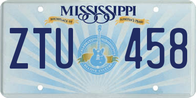 MS license plate ZTU458