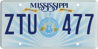 MS license plate ZTU477