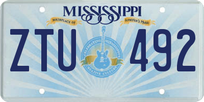 MS license plate ZTU492