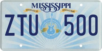 MS license plate ZTU500